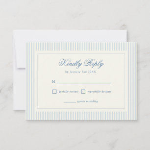 Formal Preppy French Blue Stripes RSVP Card