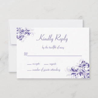 Formal Purple Floral Bat Mitzvah RSVP Card