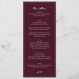 Formal Reception Burgundy Wedding Menu