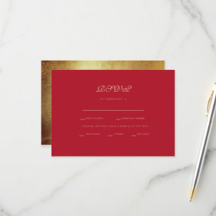 Formal Red & Gold Ethnic Wedding RSVP Card