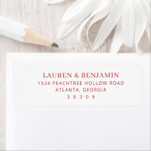 Formal Red Minimalist Return Address Label