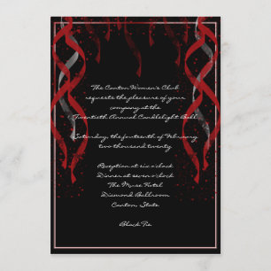 Formal Red Ribbon Heart Valentine Party Invitation