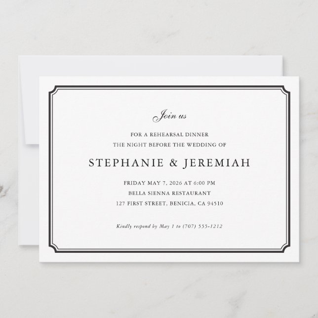 Formal Rehearsal Dinner Invitation (Front)