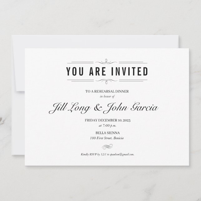 Formal Rehearsal Dinner Invitation (Front)