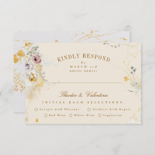 formal romantic enchanting botanical wedding RSVP card