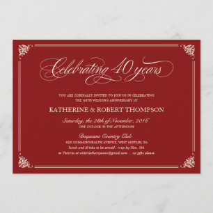 Formal Ruby 40th Anniversary Invitations