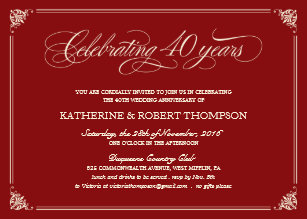 40th ruby anniversary wedding invitations zazzle com au