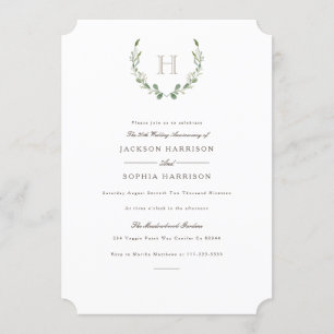 Formal & Rustic Greenery  Anniversary Invite