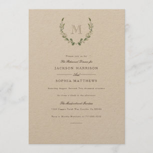Formal & Rustic Greenery    Initial Wedding Invite