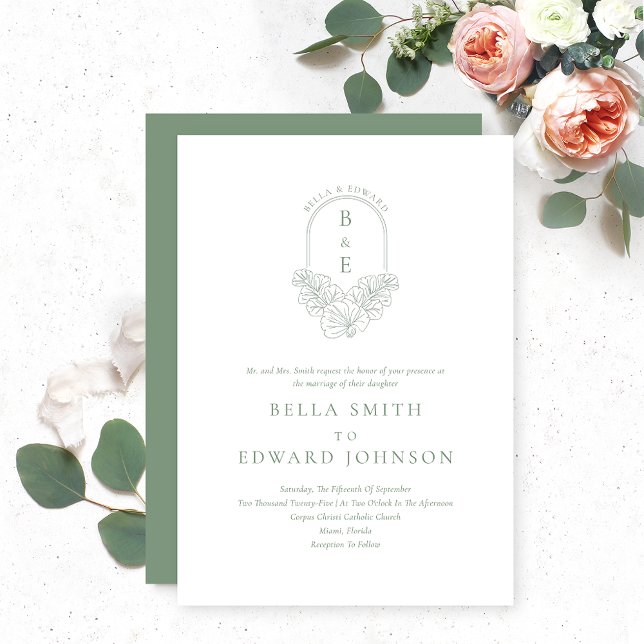 Formal Sage Green Wedding Invitation (Creator Uploaded)