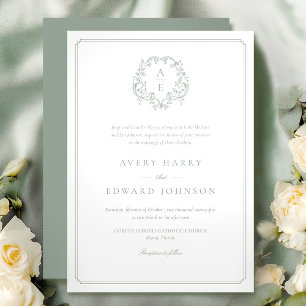 Formal Sage Green Wedding Invitation