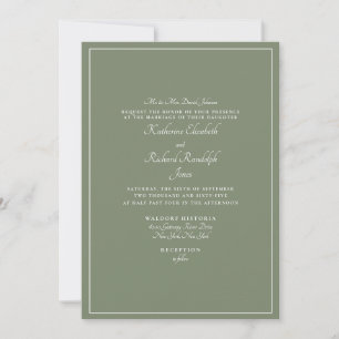 Formal Sage Wedding One Location Parents Invitation