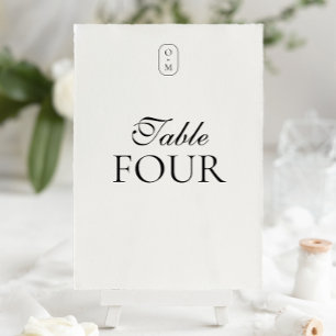 Formal Script and Typography Monogram Table Number