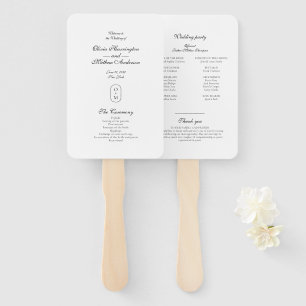 Formal Script Geometric Monogram Wedding Program Hand Fan