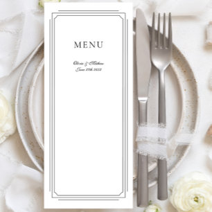 Formal Script w/ Geometric Frame Monogram Wedding Menu