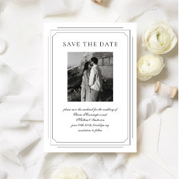 Formal Script w/ Geometric Frame Photo Wedding Save The Date
