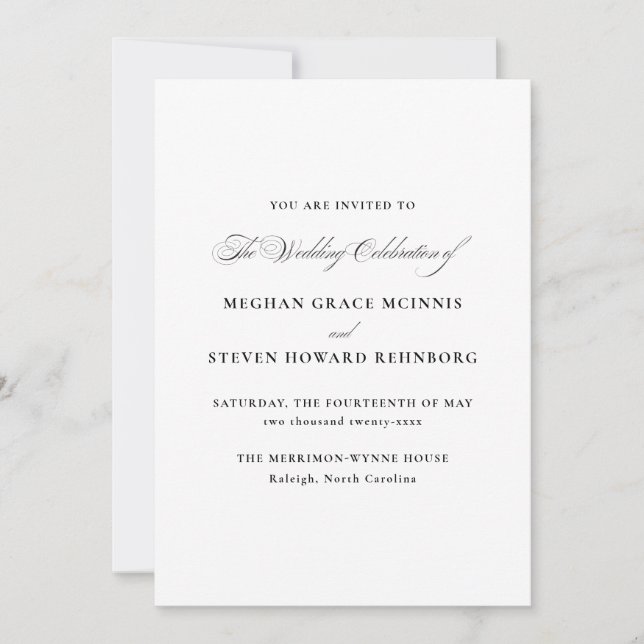 Formal Script Wedding Invitation (Front)