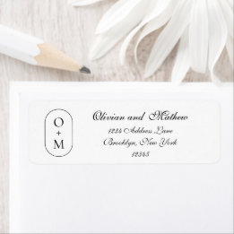 Formal Script with Geometric Monogram Address Return Address Label