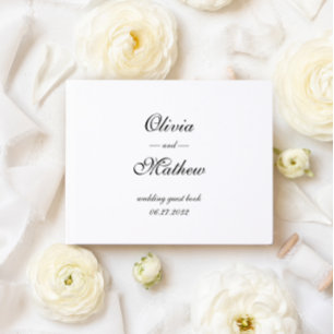 Formal Script with Geometric Monogram Wedding Guest Book