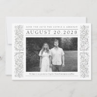 Formal Scrolling Leaves Black and White Photo
