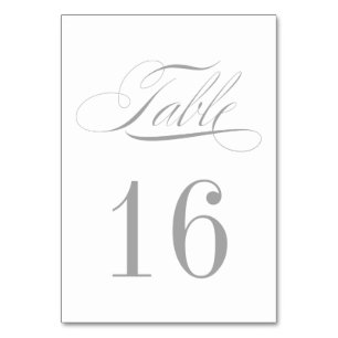 Formal Silver and White Table Number Card