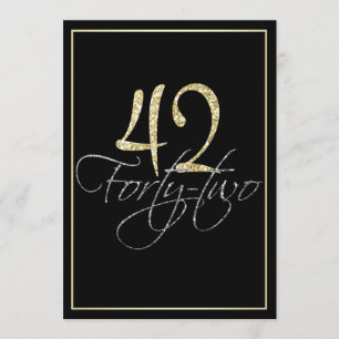 Formal Silver Black and Gold 42nd Birthday Party Invitation