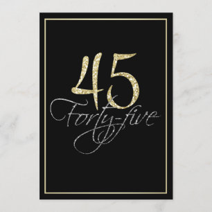 Formal Silver Black and Gold 45th Birthday Party Invitation