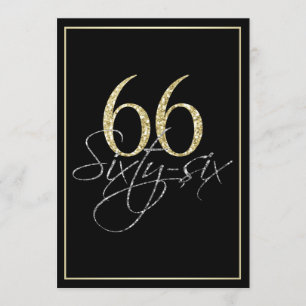 Formal Silver Black and Gold 66th Birthday Party Invitation