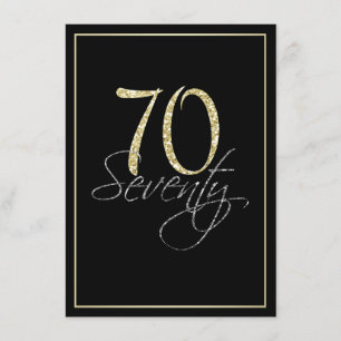 Formal Silver Black and Gold 70th Birthday Party Invitation