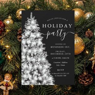 Formal Silver Xmas Tree Corporate Holiday Party  Invitation