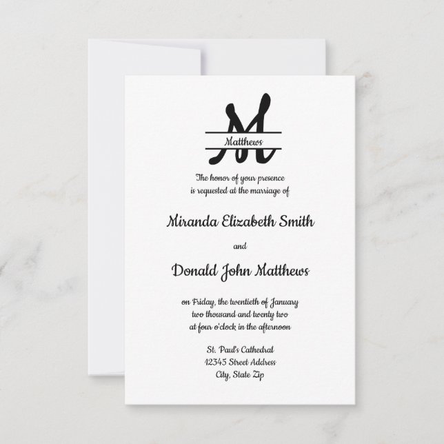 Formal Simple Elegant Cookie - 3x5  Wedding Invite (Front)