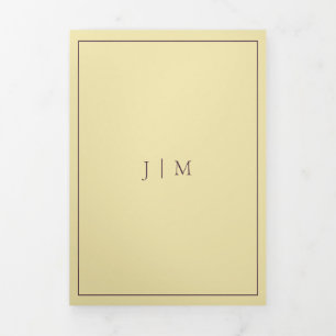 Formal Simple Frame Modern Wedding Midnight Fig Tri-Fold Card