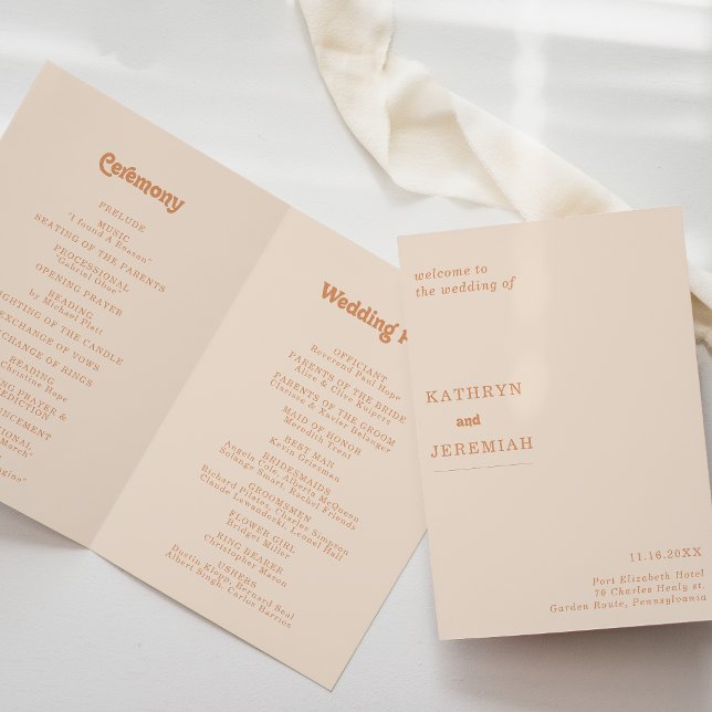 Formal Simple Minimal Terracotta Folded Wedding Program (Creator Uploaded)