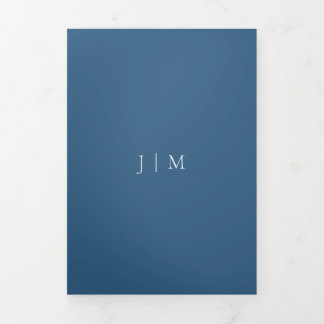Formal Simple Navy Blue Wedding Tri-Fold Card