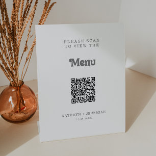 Formal Simple QR Code Wedding Menu Pedestal Sign