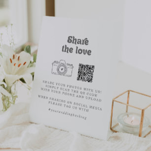 Formal Simple Share the Love QR Code Pedestal Sign