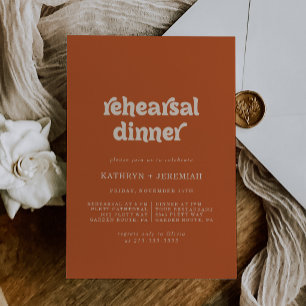 Formal Simple Terracotta Wedding Rehearsal Dinner Invitation