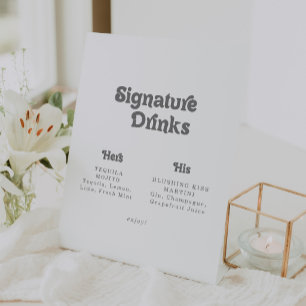 Formal Simple Wedding Signature Drinks Pedestal Sign