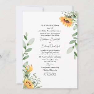 Formal Sunflower Wedding Both Parents Listed Invitation