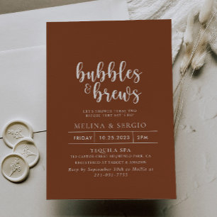 Formal Terracotta Bubbles & Brews Bridal shower  Invitation