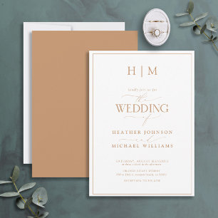 Formal Terracotta Monogram Calligraphy Wedding Invitation
