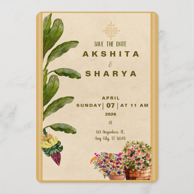 Formal Traditional Wedding Save the Date  (Front)