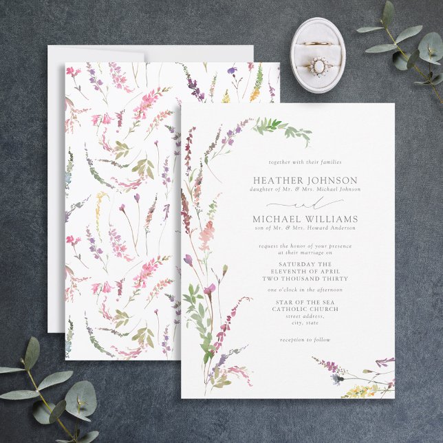 Formal Trendy Elegant Wildflower Floral Wedding Invitation (Creator Uploaded)