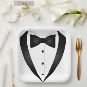 Formal Tuxedo Square  Paper Plate