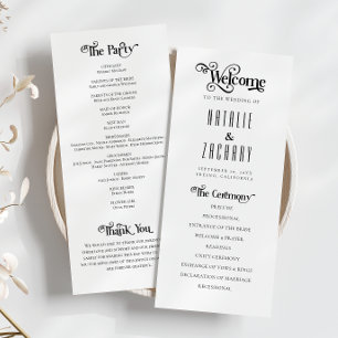 Formal Typography Black White Wedding Program