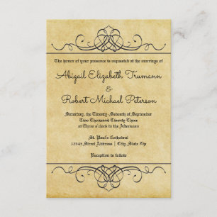 Formal Vintage Flourish Paper - 3x5 Wedding Invite