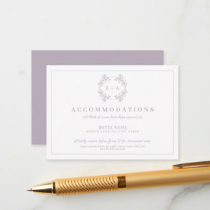 Formal Vintage Lavender Monogram Wedding Enclosure Card