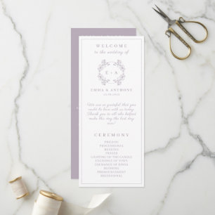 Formal Vintage Lavender Monogram Wedding Program