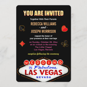 Formal Wedding in Fabulous Las Vegas Sign Poker Invitation