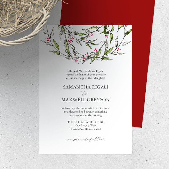Formal Wedding Invitations Botanical Greenery (Formal wedding invitations botanical greenery art by Victoria Grigaliunas of Do Tell A Belle)
